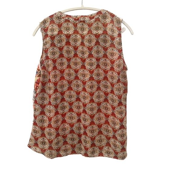 Fig and Flower Sleeveless Blouse Boho Lace Petite XL Lightweight Pearl Button - Picture 2 of 7